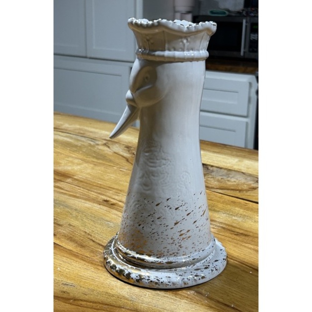 Anthropologie 10" Vase Queen Goose Swan Chess Piece Ceramic Gold‎ Retired